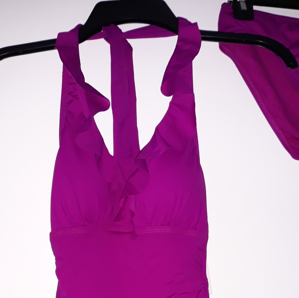 Ralph Lauren Ruffle halter Tankini Top w/Botton